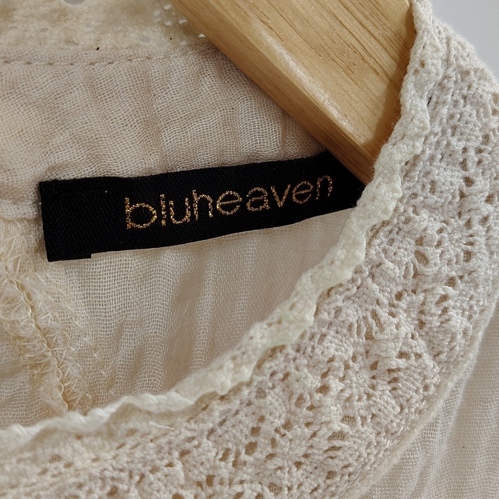 Bluheaven Cream Sleeveless Pullover Size Small Lace Gauze Summer Blouse - Picture 4 of 8